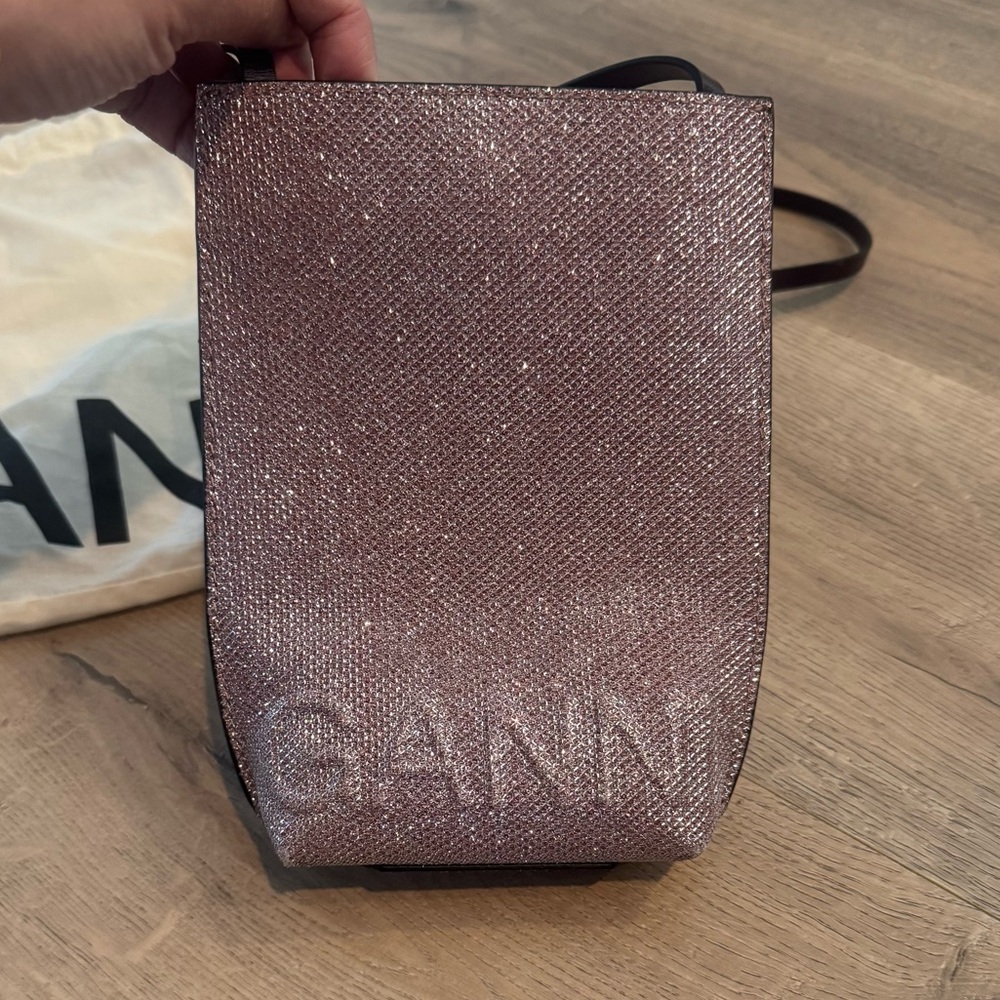 GANNI Small Glitter Banner Crossbody Bag